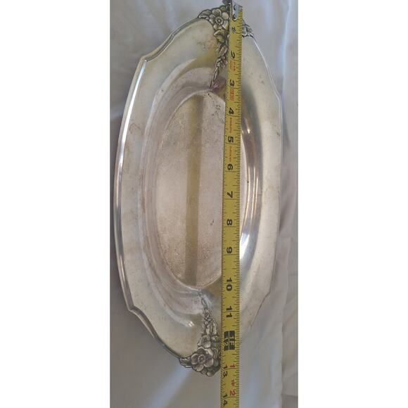 Webster Wilcox International Silverplate Floral Oval Serving Tray 13x7.5 - Picture 7 of 9